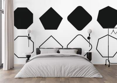 Various number of geometric shape vector icon set. Triangle, rectangle, ellipse, polygons, triangular, hexagonal, hexagonal and octagonal shapes. Wall mural