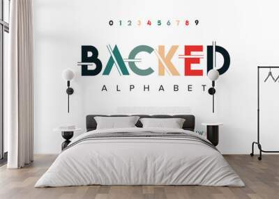 Backed abstract digital technology logo font alphabet. Minimal modern urban fonts for logo, brand etc. Typography typeface uppercase lowercase and number. vector illustration Wall mural