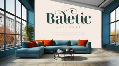 Baletic premium luxury elegant alphabet letters and numbers. Elegant wedding typography classic serif font decorative vintage retro. Creative vector illustration Wall mural