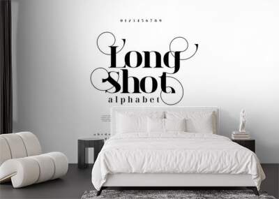 Elegant longshot alphabet letters font and number. Classic Lettering Minimal Fashion Designs. Typography modern serif fonts decorative vintage design concept. vector illustration Wall mural