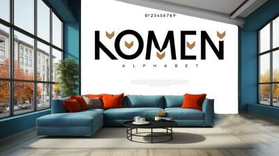 Komen creative modern urban alphabet font. Digital abstract moslem, futuristic, fashion, sport, minimal technology typography. Simple numeric vector illustration Wall mural