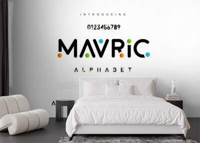 Mavric abstract digital technology logo font alphabet. Minimal modern urban fonts for logo, brand etc. Typography typeface uppercase lowercase and number. vector illustration Wall mural