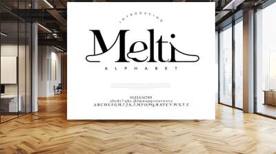 Melti premium luxury elegant alphabet letters and numbers. Elegant wedding typography classic serif font decorative vintage retro. Creative vector illustration Wall mural