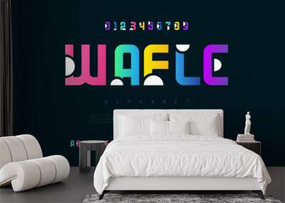 Wafle creative geometric modern urban alphabet font. Digital abstract futuristic, fashion, sport, minimal technology typography. Simple numeric vector illustration Wall mural