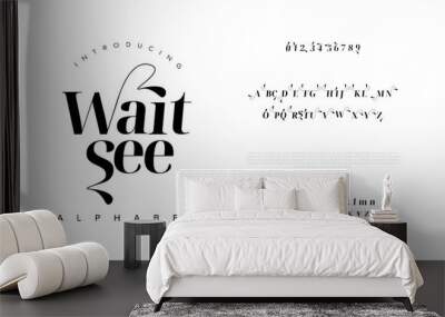 Waitsee elegant alphabet letters font and number. Classic Lettering Minimal Fashion Designs. Typography modern serif fonts decorative vintage design concept. vector illustration Wall mural