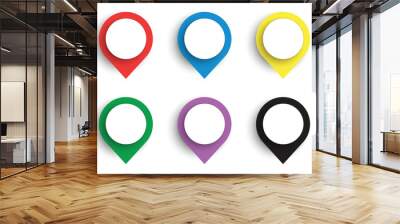 Pin point. Location colourful  icons isolated on white background Wall mural