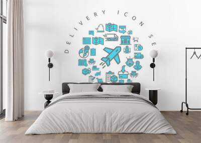 DELIVERY ICON SET ICON DESIGN. Wall mural