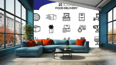 FOOD DELIVERY ICON SET DESIGN Wall mural