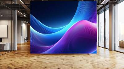 Abstract background of modern tech gradient waves in blue and pink hues, technology, modern, abstract, background, waves. Dynamic abstract light trails in neon pink and blue hues. Wall mural