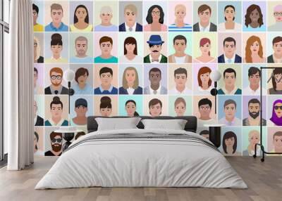 People window different faces vector Wall mural