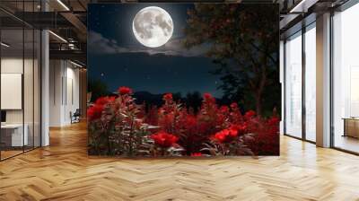 night sky with moon Wall mural