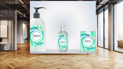 liquid soap and pocket hand sanitizer with label design ready for mock up. vector illustration Wall mural