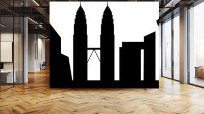 Kuala Lumpur city skyline silhouette, Malaysia Independence day Illustration  Wall mural