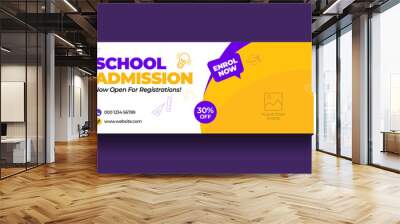 Kids school education admission timeline cover layout and web banner template Wall mural