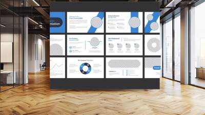 Creative and modern business powerpoint presentation slide template design set and magazine, page layout design for brochure, annual report and company profile, with info graphic elements graph design Wall mural