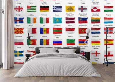 3d rendering of all the european flags Wall mural