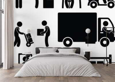 A set of pictogram about logistic business. Wall mural