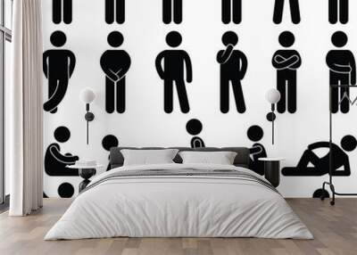 A set of pictogram about man basic posture. Wall mural