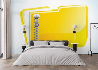 abstract glossy web yellow zipped folder icon vector illustration Wall mural