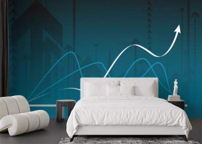 Blue vector background with a graph Wall mural