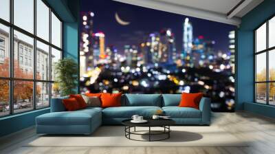 Bokeh blurred club and venue concept.  City at night for night life concept Wall mural