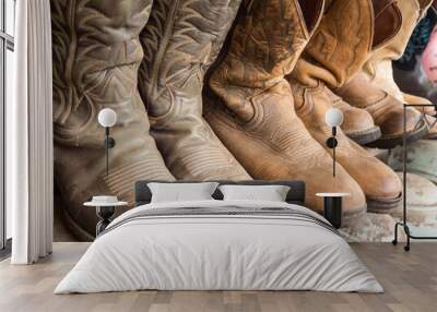 Cowboy boot on the shelf Wall mural