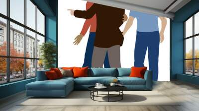 Editable vector illustration of two men working together as pickpockets Wall mural