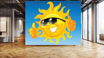 happy sun in sunglasses Wall mural