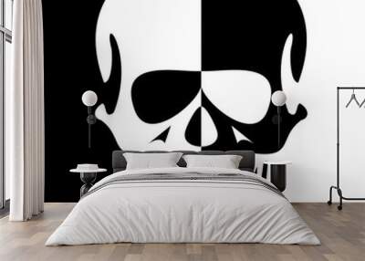 Illustration black and white skull symbol - vector Wall mural