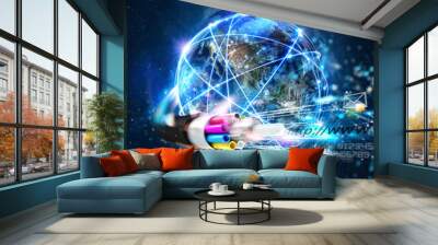 Internet connection with the optical fiber. Concept of fast internet Wall mural