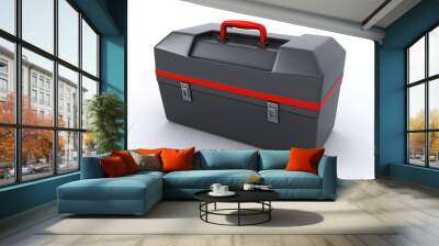 modern black toolbox on the white background (3d render) Wall mural