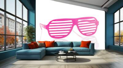 Pink 80's slot glasses isolated on white background 3/4 view Wall mural