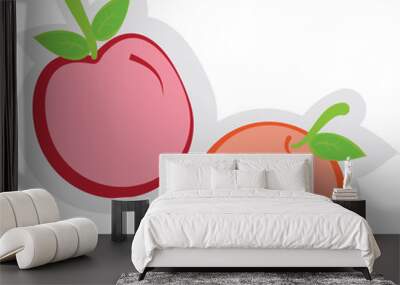 Red apple and orange fruit Wall mural