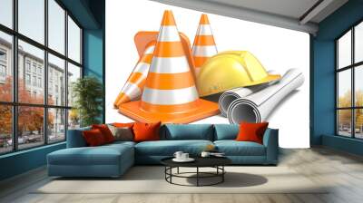 Under construction concept 3D render illustration isolated on white background Wall mural