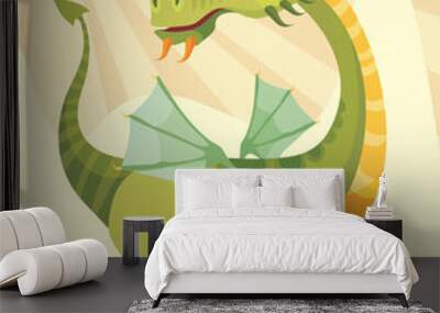 vector illustration of a cute dragon Wall mural