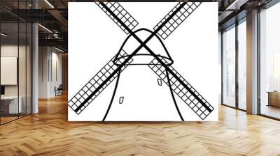 Vector illustration of the old windmill. Wall mural