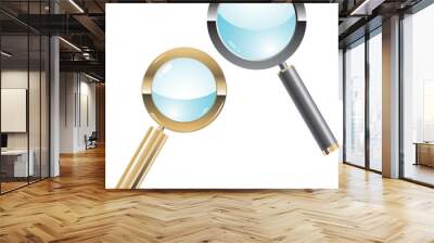 Vector illustration of two metal magnifiers on the white background Wall mural