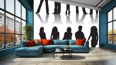 Vector silhouettes man and women, illustration Wall mural