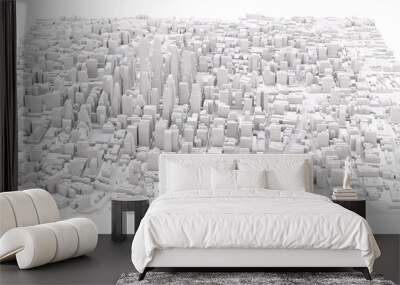 White modern city. Isolated on white. 3D rendering Wall mural