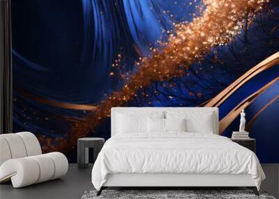 Dark blue and copper gold colour glittery sparkling background with shiny metallic texture  Wall mural