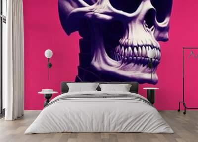 A horrible ancient skeleton. Halloween nightmarish Concept. 3D rendering. Wall mural