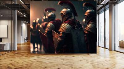 Medieval formidable knights prepare for historical battle. A historical medieval concept. Generative AI Art. Wall mural