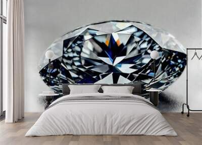 Close-up of Sparkling Faceted Diamond on Gray Surface
 Wall mural