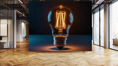 Glowing light bulb with vintage filament design Wall mural