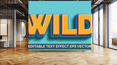 Wild yellow color Editable 3d Text effect eps vactor Wall mural