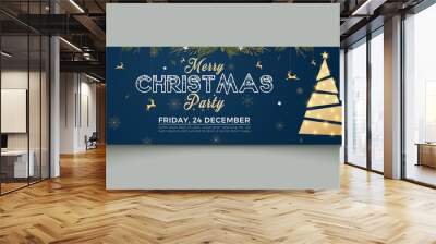 Christmas party facebook cover page timeline web ad banner template. Horizontal christmas poster, greeting cards, headers, website Wall mural