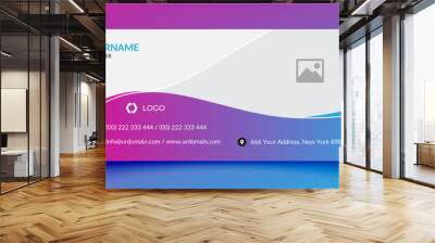 Email signature with an author photo place modern and gradient background layout Wall mural