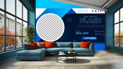 Flash sale facebook cover page timeline web ad banner template with photo place. modern and creative layout blue background design for business or corporate promotion offer Wall mural