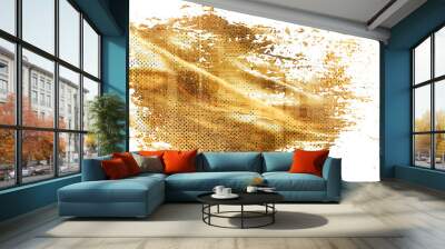 Golden paint Realistic brush on transparent background. gold Decorative glittering brushstroke set Wall mural