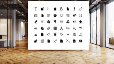 Text Editor Glyph Icon Set Wall mural